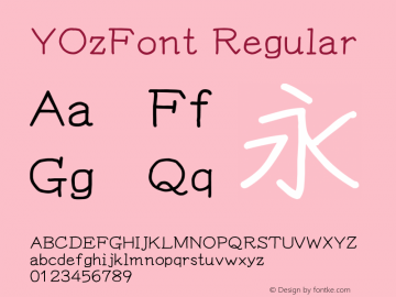 YOzFont Regular Version 12.18 Font Sample