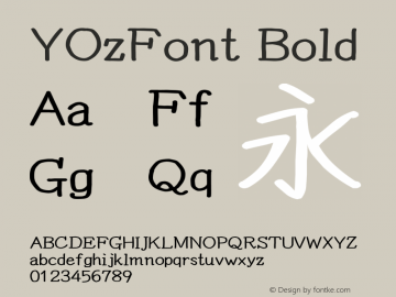 YOzFont Bold Version 13.00 Font Sample