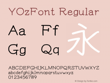 YOzFont Regular Version 13.00 Font Sample