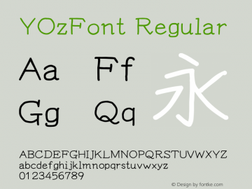 YOzFont Regular Version 13.00 Font Sample