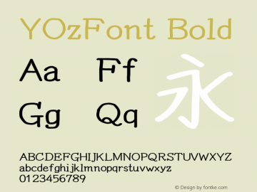 YOzFont Bold Version 13.00 Font Sample