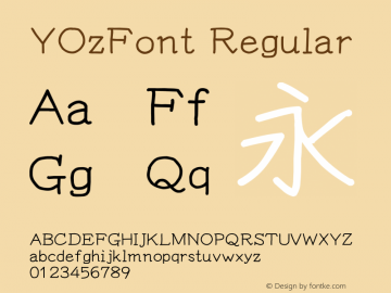 YOzFont Regular Version 13.03 Font Sample