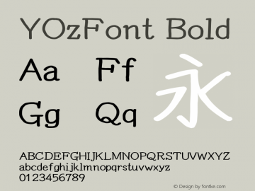 YOzFont Bold Version 13.03 Font Sample