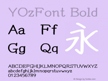 YOzFont Bold Version 13.04 Font Sample