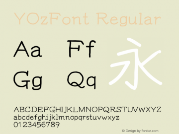 YOzFont Regular Version 13.04 Font Sample