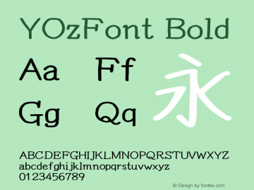 YOzFont Bold Version 13.05 Font Sample