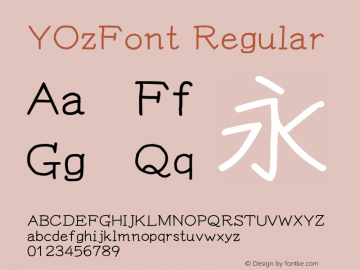 YOzFont Regular Version 13.05 Font Sample