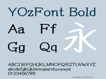 YOzFont Bold Version 13.07 Font Sample
