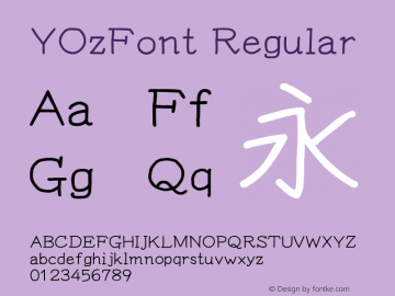 YOzFont Regular Version 13.08 Font Sample