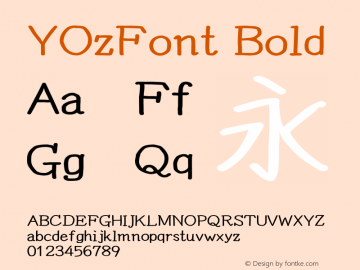 YOzFont Bold Version 13.08 Font Sample