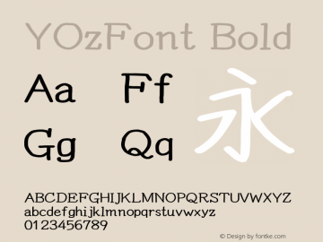 YOzFont Bold Version 13.08 Font Sample