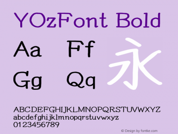 YOzFont Bold Version 13.08 Font Sample