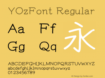 YOzFont Regular Version 13.08 Font Sample