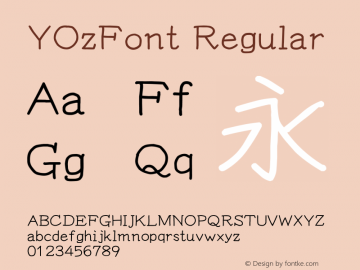 YOzFont Regular Version 13.10 Font Sample