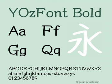 YOzFont Bold Version 13.10 Font Sample