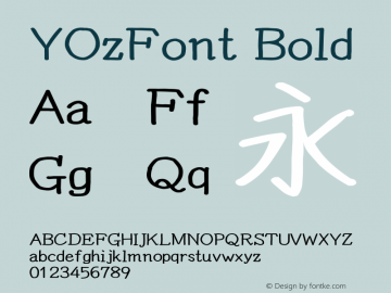 YOzFont Bold Version 13.09 Font Sample