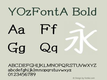 YOzFontA Bold Version 12.18 Font Sample