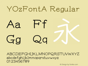 YOzFontA Regular Version 12.18 Font Sample