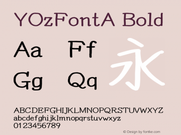 YOzFontA Bold Version 12.18 Font Sample