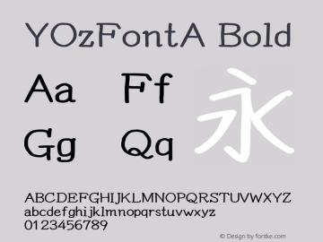 YOzFontA Bold Version 13.04 Font Sample