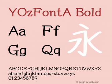 YOzFontA Bold Version 13.07 Font Sample