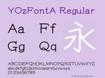 YOzFontA Regular Version 13.09 Font Sample