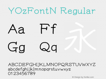 YOzFontN Regular Version 12.18 Font Sample