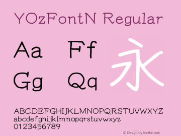 YOzFontN Regular Version 13.04 Font Sample
