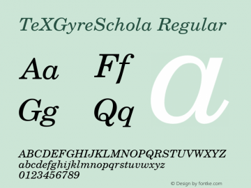 TeXGyreSchola Regular Version 1.103;PS 1.103;hotconv 1.0.49;makeotf.lib2.0.14853 Font Sample