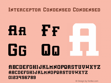 Interceptor Condensed Condensed 1 Font Sample