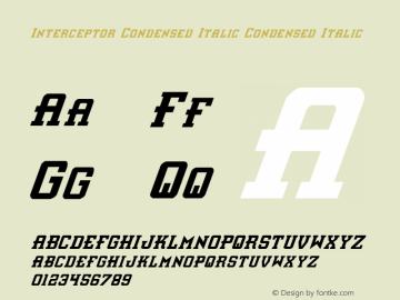 Interceptor Condensed Italic Condensed Italic 1 Font Sample
