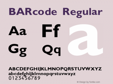 BARcode Regular Macromedia Fontographer 4.1.5 27/7/01图片样张