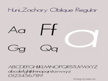 Huni_Zachary Oblique Regular 1.0,  Rev. 1.65.  1997.06.16图片样张