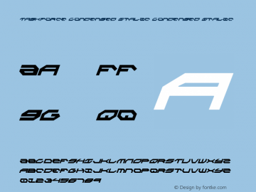 Taskforce Condensed Italic Condensed Italic 001.000 Font Sample