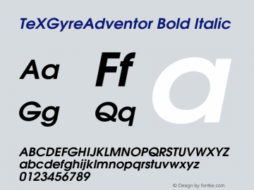 TeXGyreAdventor Bold Italic Version 1.104;PS 1.104;hotconv 1.0.49;makeotf.lib2.0.14853 Font Sample