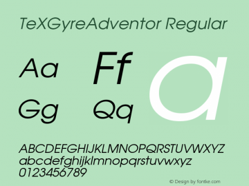 TeXGyreAdventor Regular Version 1.104;PS 1.104;hotconv 1.0.49;makeotf.lib2.0.14853 Font Sample