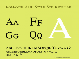 Romande ADF Style Std Regular Version 1.004;PS 1.007;Core 1.0.38;makeotf.lib1.6.5960 Font Sample