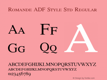 Romande ADF Style Std Regular Version 1.010 Font Sample