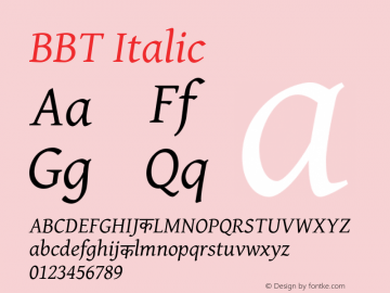 BBT Italic Version 1.001 Font Sample