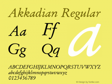 Akkadian Regular Version 7.05 Font Sample