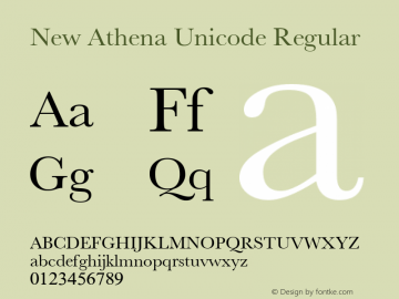 New Athena Unicode Regular Version 4.050 Font Sample
