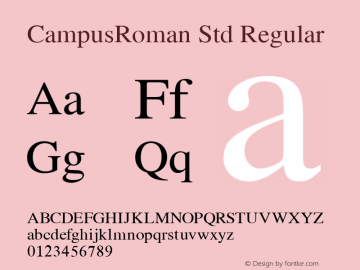 CampusRoman Std Regular Version 3.000图片样张