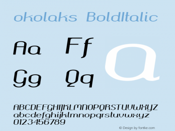 okolaks BoldItalic Version 000.6.0 Font Sample