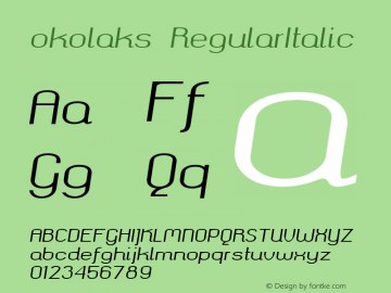 okolaks RegularItalic Version 000.6.0 Font Sample