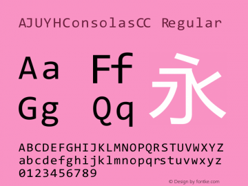 AJUYHConsolasCC Regular Version 1.20 Font Sample