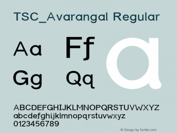 TSC_Avarangal Regular Version 2.2; 1999 Font Sample