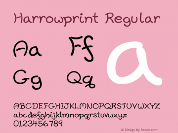 Harrowprint Regular 3.0, created using FontForge and Inkscape in Linux Font Sample