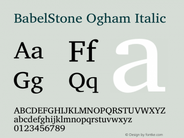 BabelStone Ogham Italic Version 2.00 June 1, 2013 Font Sample