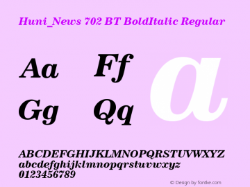 Huni_News 702 BT BoldItalic Regular 1997.05.28图片样张