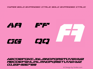 Vyper Bold Expanded Italic Bold Expanded Italic 001.000 Font Sample